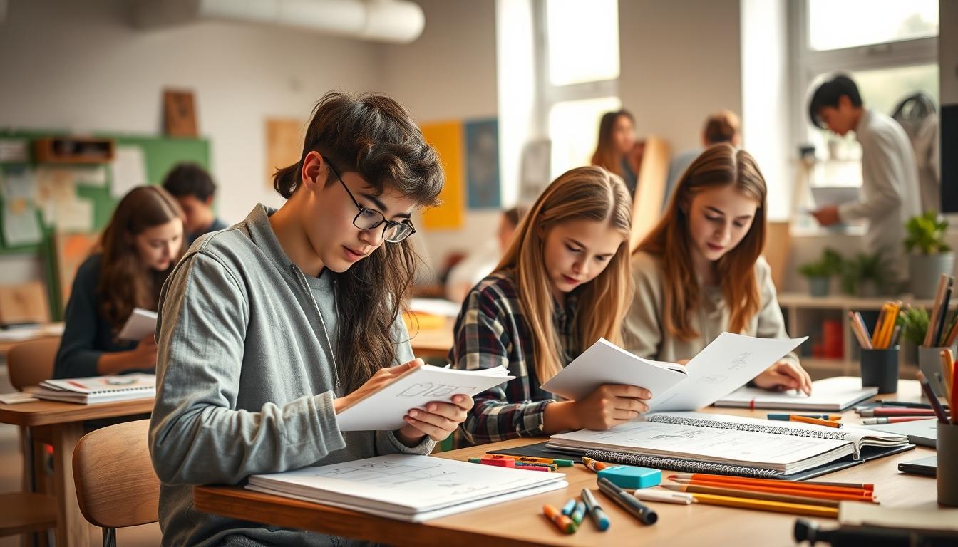 Student preparing for exams with study materials